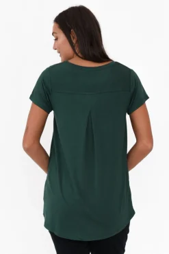 Sleeved Tops<Betty Basics Matilda Forest Green V Neck Tee