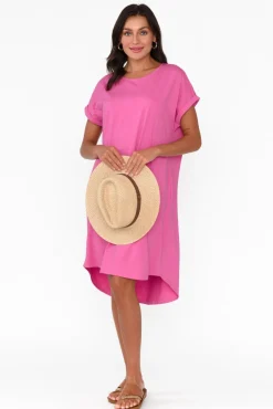 Cotton Dresses<Betty Basics Maxine Hot Pink Cotton T-Shirt Dress