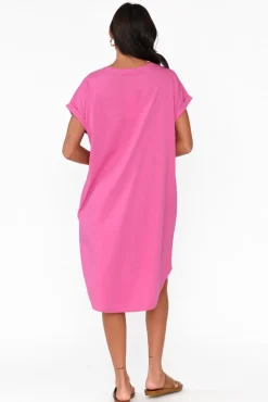 Cotton Dresses<Betty Basics Maxine Hot Pink Cotton T-Shirt Dress