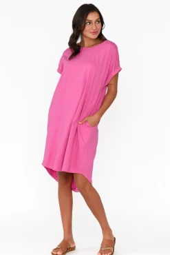 Cotton Dresses<Betty Basics Maxine Hot Pink Cotton T-Shirt Dress
