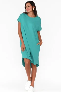 Cotton Dresses<Betty Basics Maxine Jade Green Cotton T-Shirt Dress