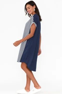 Cotton Dresses<Betty Basics Maxine Navy Stripe Cotton T-Shirt Dress
