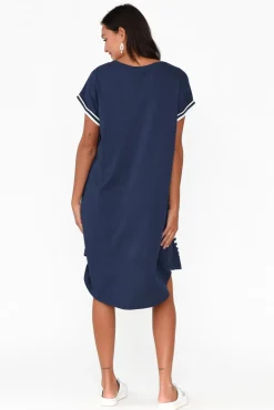 Cotton Dresses<Betty Basics Maxine Navy Stripe Cotton T-Shirt Dress