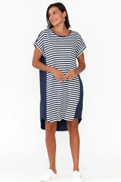 Cotton Dresses<Betty Basics Maxine Navy Stripe Cotton T-Shirt Dress