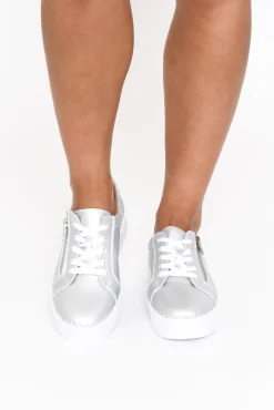 Leather Sneakers<Bay Lane Medusa Silver Platform Sneaker