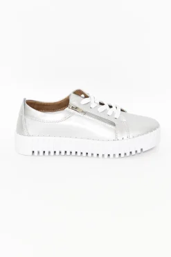 Leather Sneakers<Bay Lane Medusa Silver Platform Sneaker