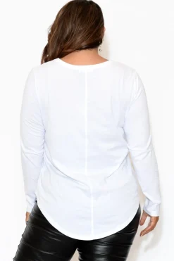 Cotton Tops<Betty Basics Megan White Cotton Long Sleeve Top
