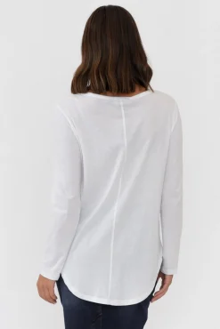 Cotton Tops<Betty Basics Megan White Cotton Long Sleeve Top