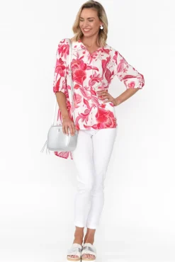 Cotton Tops<Liberty Rose Meghan Pink Floral Cotton Shirt