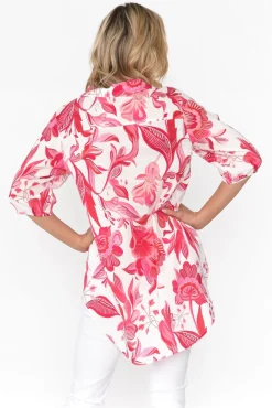 Cotton Tops<Liberty Rose Meghan Pink Floral Cotton Shirt