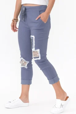 Pants<La Strada Mendes Blue Sequin Stretch Pant