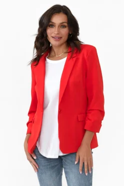 Jackets<Betty Basics Merci Red Ponte Blazer