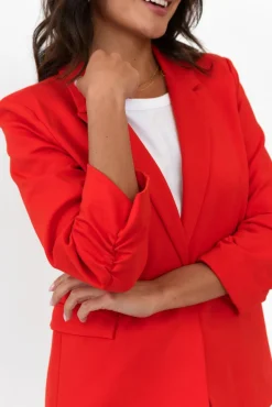 Jackets<Betty Basics Merci Red Ponte Blazer