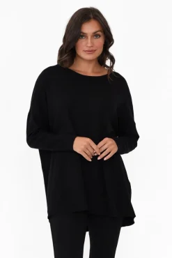 Jumpers<Cali and Co Meryl Black Wool Blend Drape Jumper