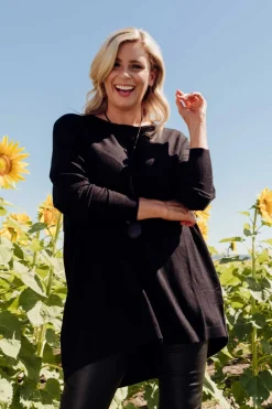 Jumpers<Cali and Co Meryl Black Wool Blend Drape Jumper