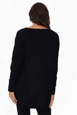 Jumpers<Cali and Co Meryl Black Wool Blend Drape Jumper