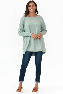 Knitwear<Cali and Co Meryl Sage Wool Blend Drape Jumper
