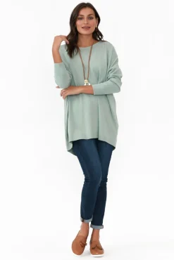 Knitwear<Cali and Co Meryl Sage Wool Blend Drape Jumper