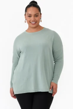 Knitwear<Cali and Co Meryl Sage Wool Blend Drape Jumper
