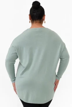 Knitwear<Cali and Co Meryl Sage Wool Blend Drape Jumper