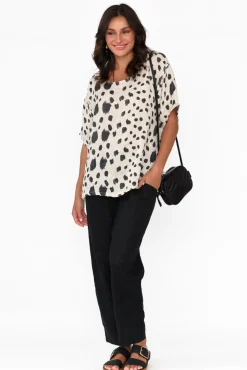 Linen Tops<Imagine Miko Black Spot Linen Top