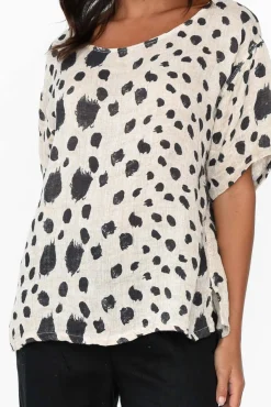 Linen Tops<Imagine Miko Black Spot Linen Top