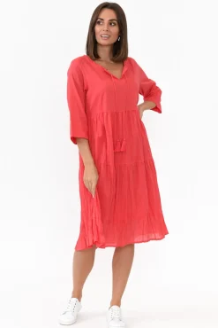 Cotton Dresses<One Summer Milana Cherry Crinkle Cotton Dress