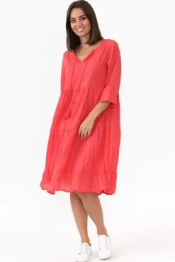 Cotton Dresses<One Summer Milana Cherry Crinkle Cotton Dress