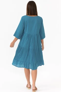 Cotton Dresses<One Summer Milana Ocean Crinkle Cotton Dress
