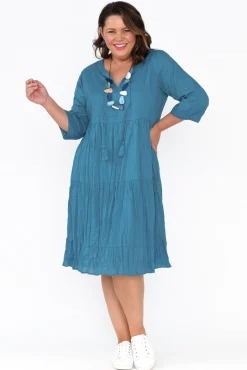 Cotton Dresses<One Summer Milana Ocean Crinkle Cotton Dress
