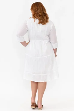 Cotton Dresses<One Summer Milana White Crinkle Cotton Dress