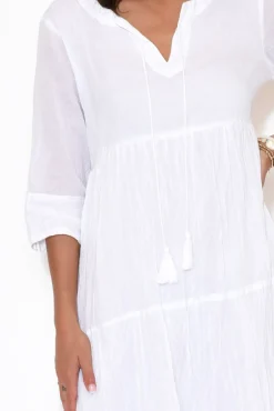 Cotton Dresses<One Summer Milana White Crinkle Cotton Dress