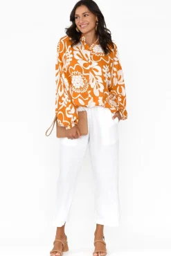 Sleeved Tops<Shanty Milano Orange Garden Relaxed Shirt