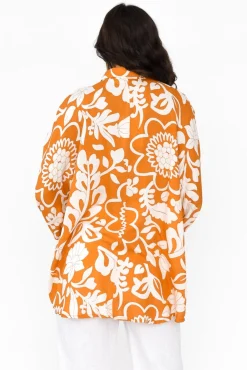 Sleeved Tops<Shanty Milano Orange Garden Relaxed Shirt
