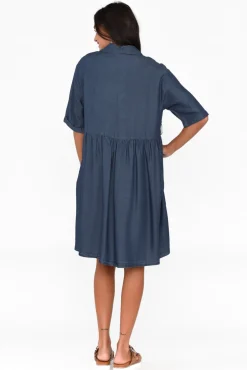 Above Knee Dresses<Betty Basics Miley Blue Denim Shirt Dress