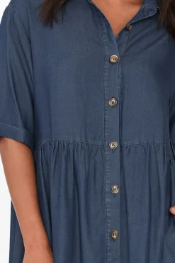 Above Knee Dresses<Betty Basics Miley Blue Denim Shirt Dress