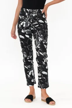Pants<Whispers Milo Black Leaf Stretch Pant