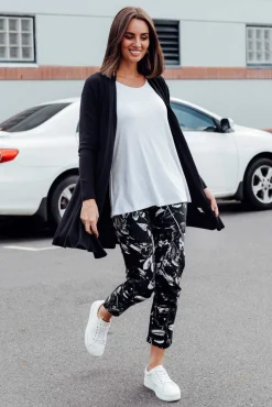 Pants<Whispers Milo Black Leaf Stretch Pant