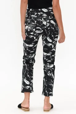 Pants<Whispers Milo Black Leaf Stretch Pant