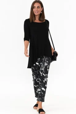 Pants<Whispers Milo Black Leaf Stretch Pant