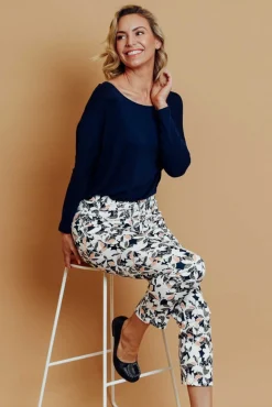 Pants<Bamboo Whispers Milo Navy Floral Stretch Pant