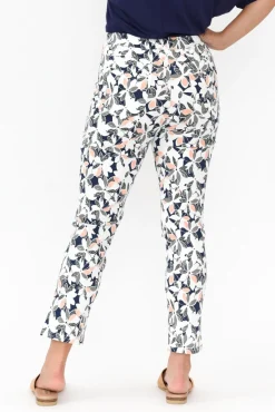 Pants<Bamboo Whispers Milo Navy Floral Stretch Pant