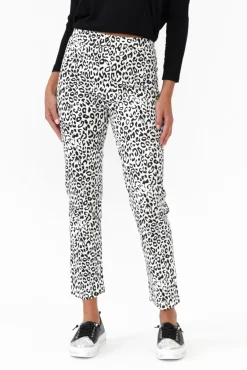 Pants<Whispers Milo White Leopard Stretch Pant
