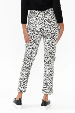 Pants<Whispers Milo White Leopard Stretch Pant