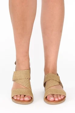 Flat Sandals<Laguna Quays Miss Beige Raffia Elastic Sandal