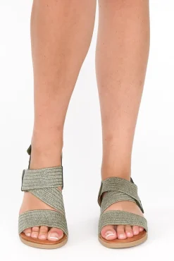 Flat Sandals<Laguna Quays Miss Green Raffia Elastic Sandal