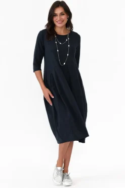 Cotton Dresses<Tirelli Misty Dark Navy Diagonal Seam Dress
