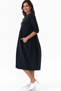 Cotton Dresses<Tirelli Misty Dark Navy Diagonal Seam Dress