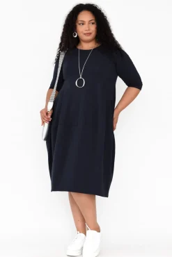 Cotton Dresses<Tirelli Misty Dark Navy Diagonal Seam Dress
