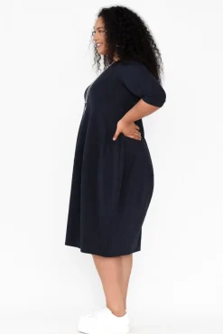 Cotton Dresses<Tirelli Misty Dark Navy Diagonal Seam Dress